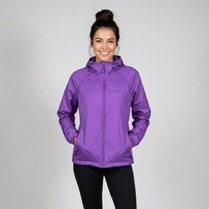 Mountain Warehouse Purple Lightweight Zip Up Hooded Foldable Jacket Size 8 *
